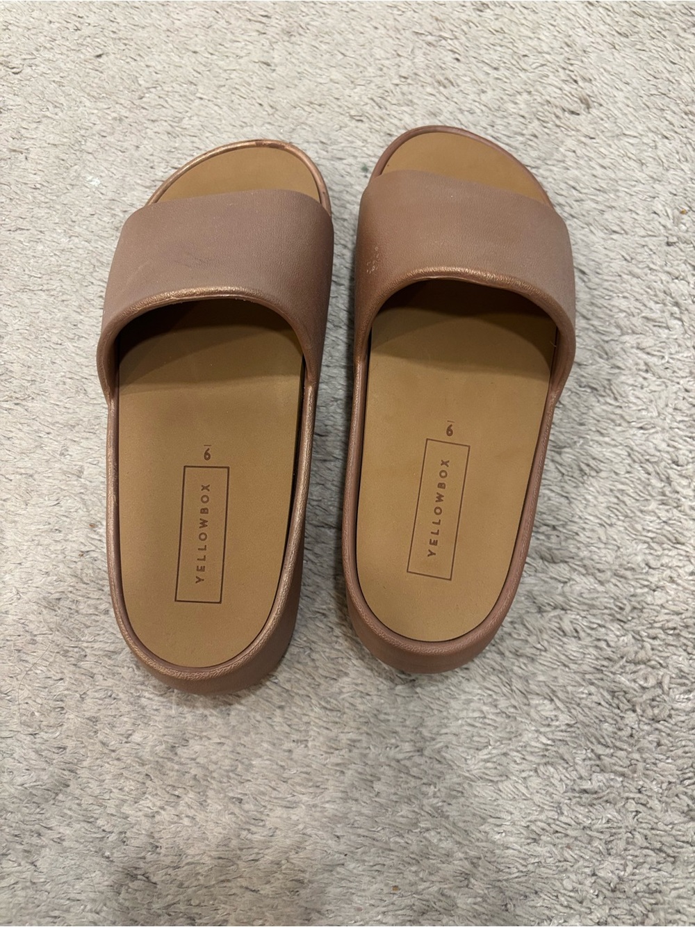 Yellow Box Rose Gold Slide Sandals